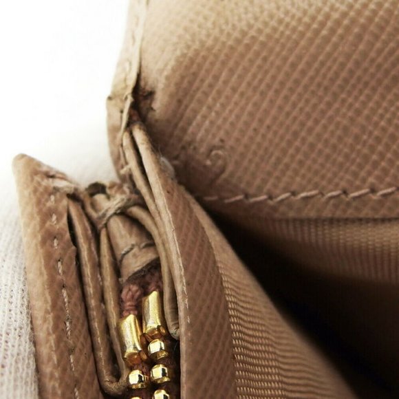 PRADA Purse Ribbon Motif Beige Leather Auth USED G152 - Picture 8 of 8